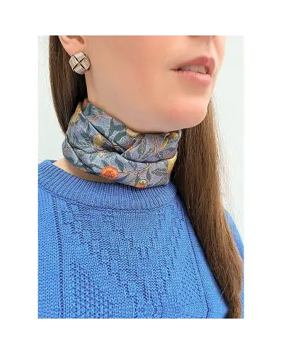 Scarves Fox and Chave Morris Blue Fruit Silk Habotai Scarf £42.00