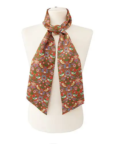 Scarves Fox and Chave Morris Strawberry Thief Red Skinny Silk Scarf £27.00