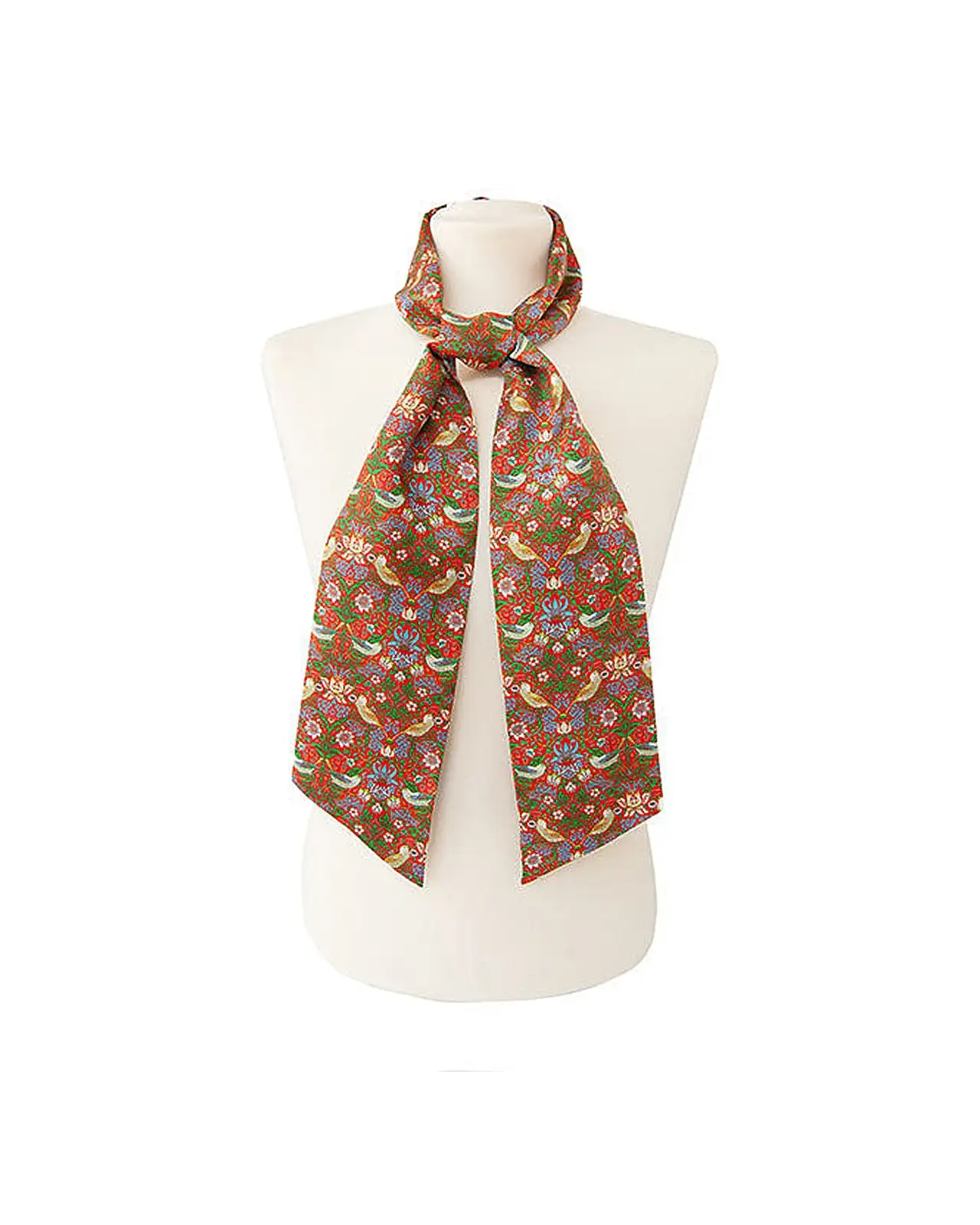 Scarves Fox and Chave Morris Strawberry Thief Red Skinny Silk Scarf £27.00