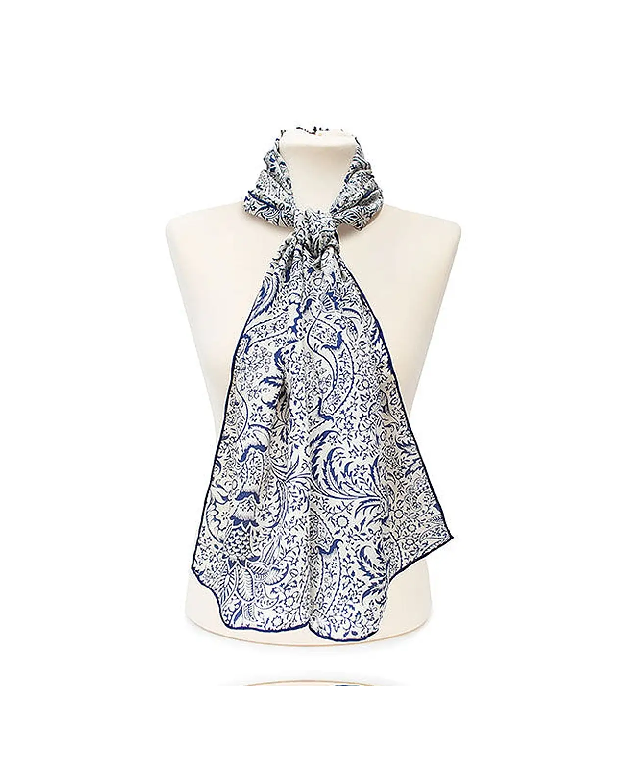Scarves Fox and Chave Morris Navy Seaweed Crêpe De Chine Scarf £45.00