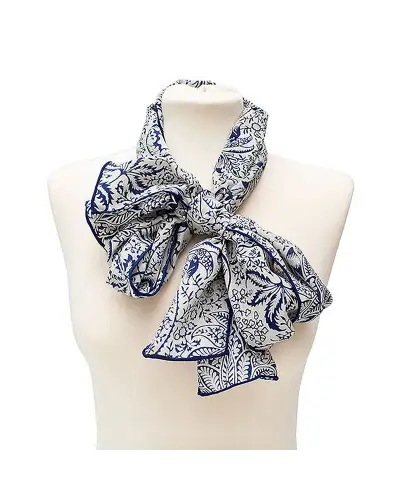 Scarves Fox and Chave Morris Navy Seaweed Crêpe De Chine Scarf £45.00