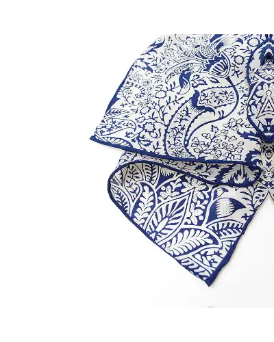 Scarves Fox and Chave Morris Navy Seaweed Crêpe De Chine Scarf £45.00
