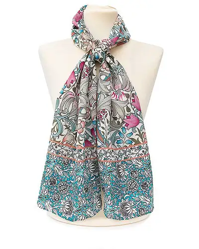 Scarves Fox and Chave Morris Golden Lily Pink Crêpe De Chine Scarf £45.00