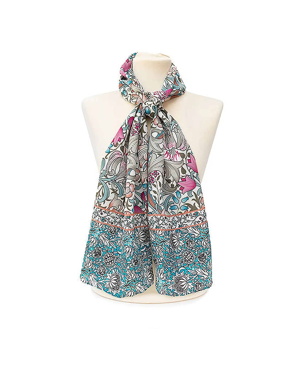 Scarves Fox and Chave Morris Golden Lily Pink Crêpe De Chine Scarf £45.00