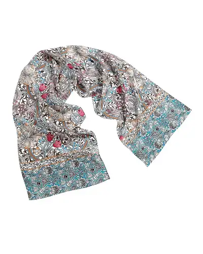 Scarves Fox and Chave Morris Golden Lily Pink Crêpe De Chine Scarf £45.00