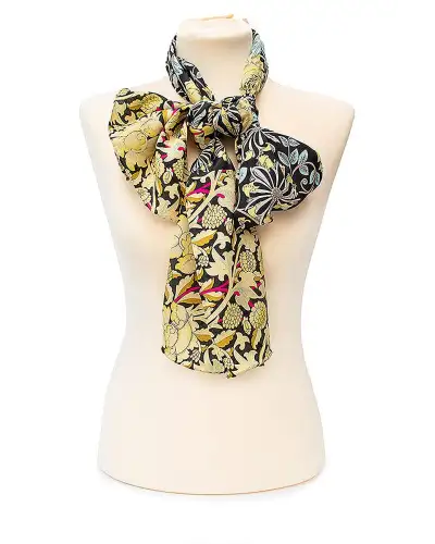 Scarves Fox and Chave Morris Black Mix Crêpe De Chine Scarf £45.00