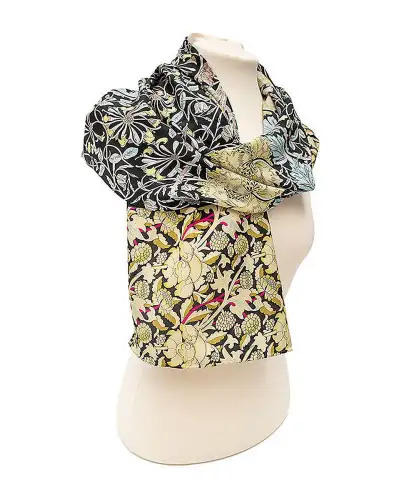 Scarves Fox and Chave Morris Black Mix Crêpe De Chine Scarf £45.00