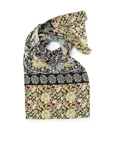Scarves Fox and Chave Morris Black Mix Crêpe De Chine Scarf £45.00