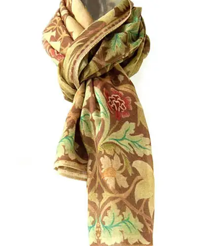Morris Brown Silk &amp; Wool Shawl | Fox and Chave FC 20 002 Shawl