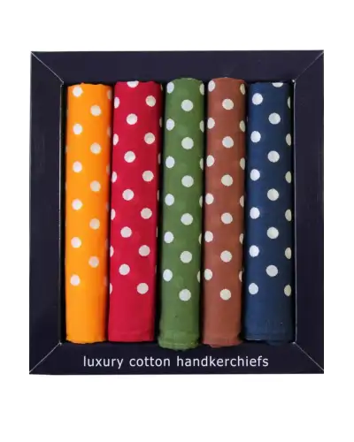 Pocket Square Soprano Ties Soprano 5 Different Colours Of Spotted Cotton Hankies £23.00