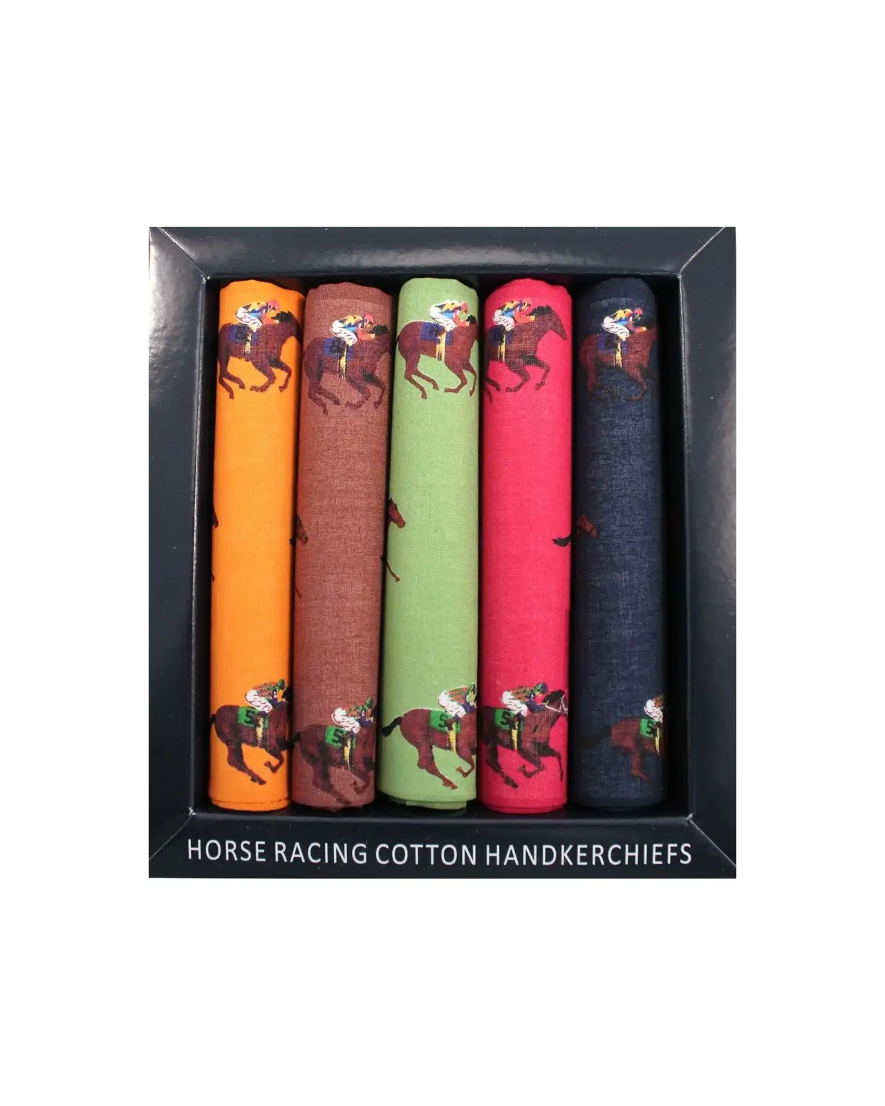 Cotton Hankies Soprano Ties Five Pack Multi Coloured Horse Racing Themed Cotton Hankies £23.00