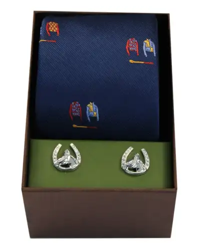 Cufflinks Soprano Ties Navy Jockey Suits Tie Cufflink Set £40.00
