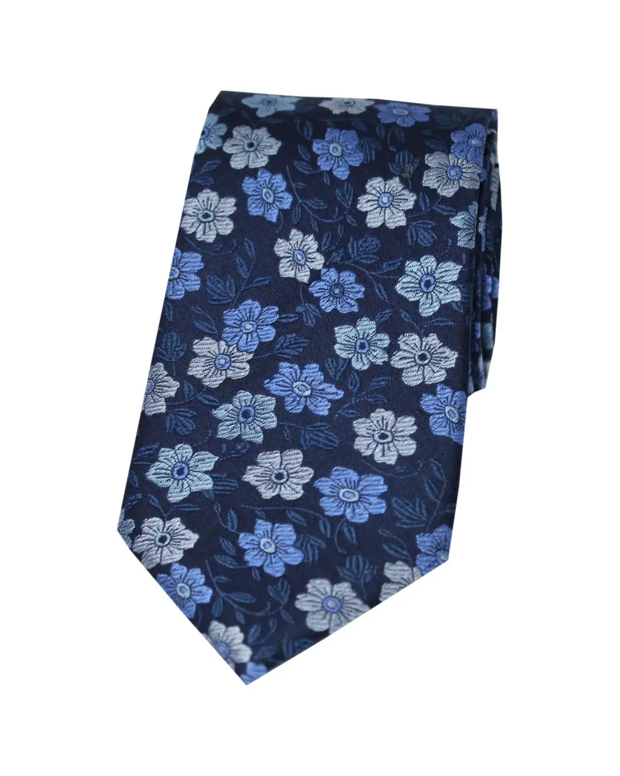 Silk Ties Soprano Ties Soprano Shades Of Blue Flowers On Navy Ground Silk Tie £22.00
