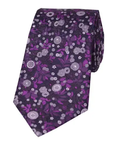Silk Ties Soprano Ties Soprano Purple And Lilac Flowers Luxury Silk Tie £22.00
