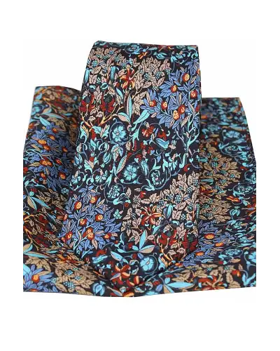 Posh & Dandy Ties Soprano Ties Posh And Dandy Multi Coloured Luxury Printed Silk Tie And Pocket Square £34.00