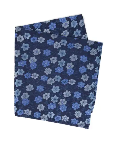 Pocket Square Soprano Ties Soprano Shades Of Blue Flowers On Navy Ground Silk Pocket Square £16.00