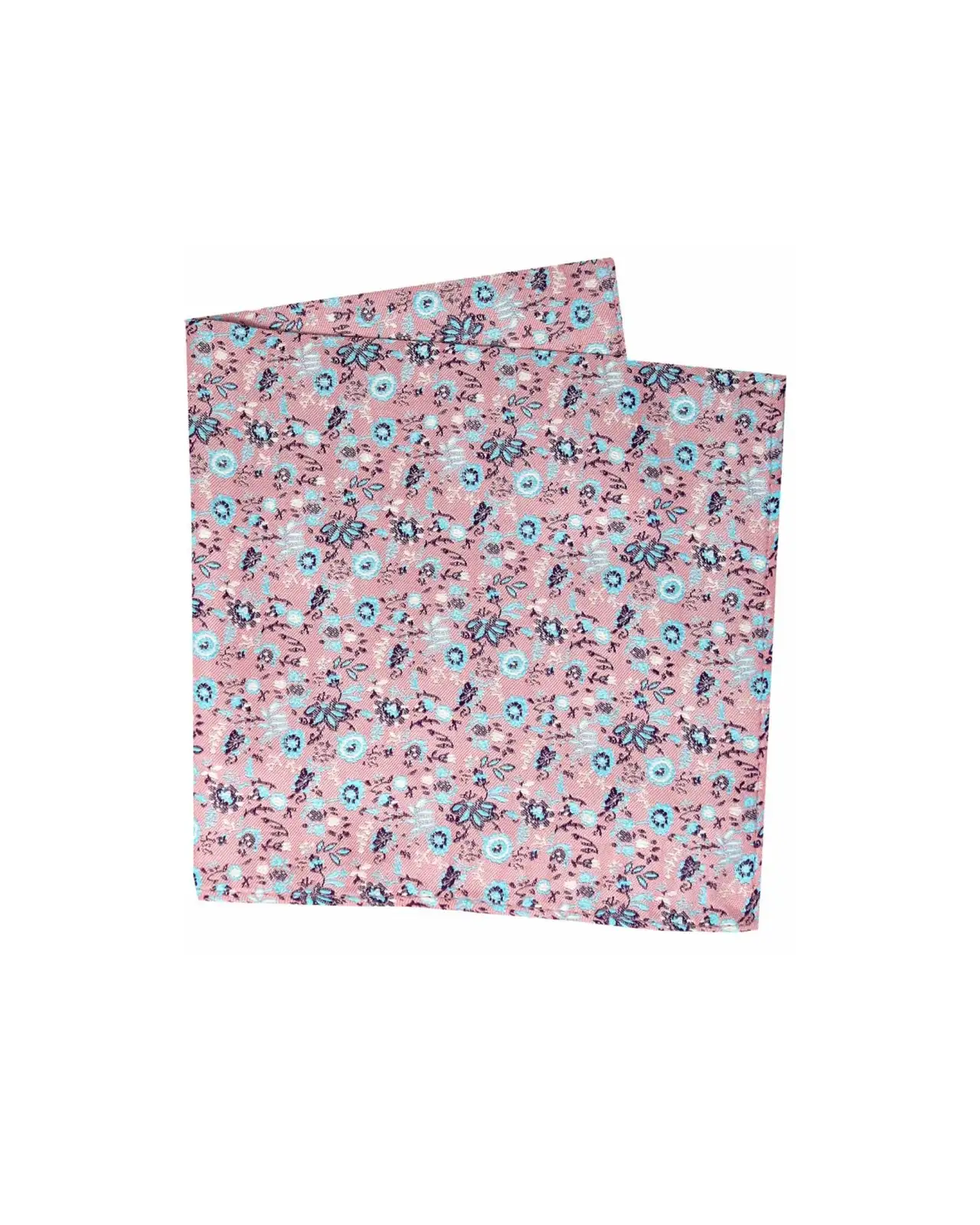 Pocket Square Soprano Ties Soprano Pink With Small Cyan Coloured Flowers Silk Pocket Square £16.00