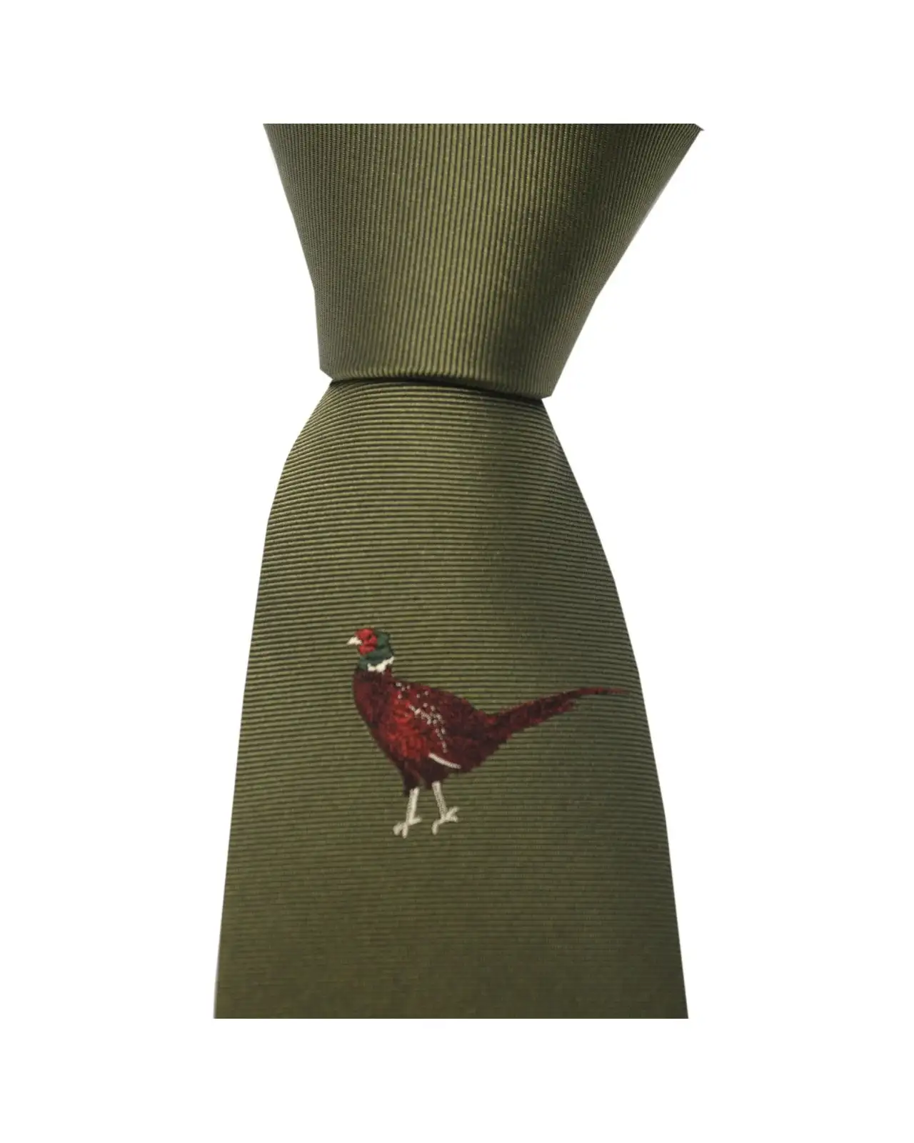 Silk Ties Soprano Ties Soprano Single Motif Standing Pheasant On Green Ground Country Silk Tie £24.00