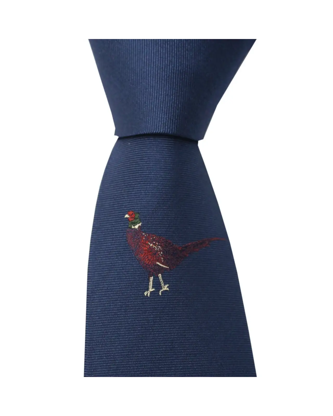 Silk Ties Soprano Ties Soprano Single Motif Standing Pheasant On Navy Ground Country Silk Tie £24.00