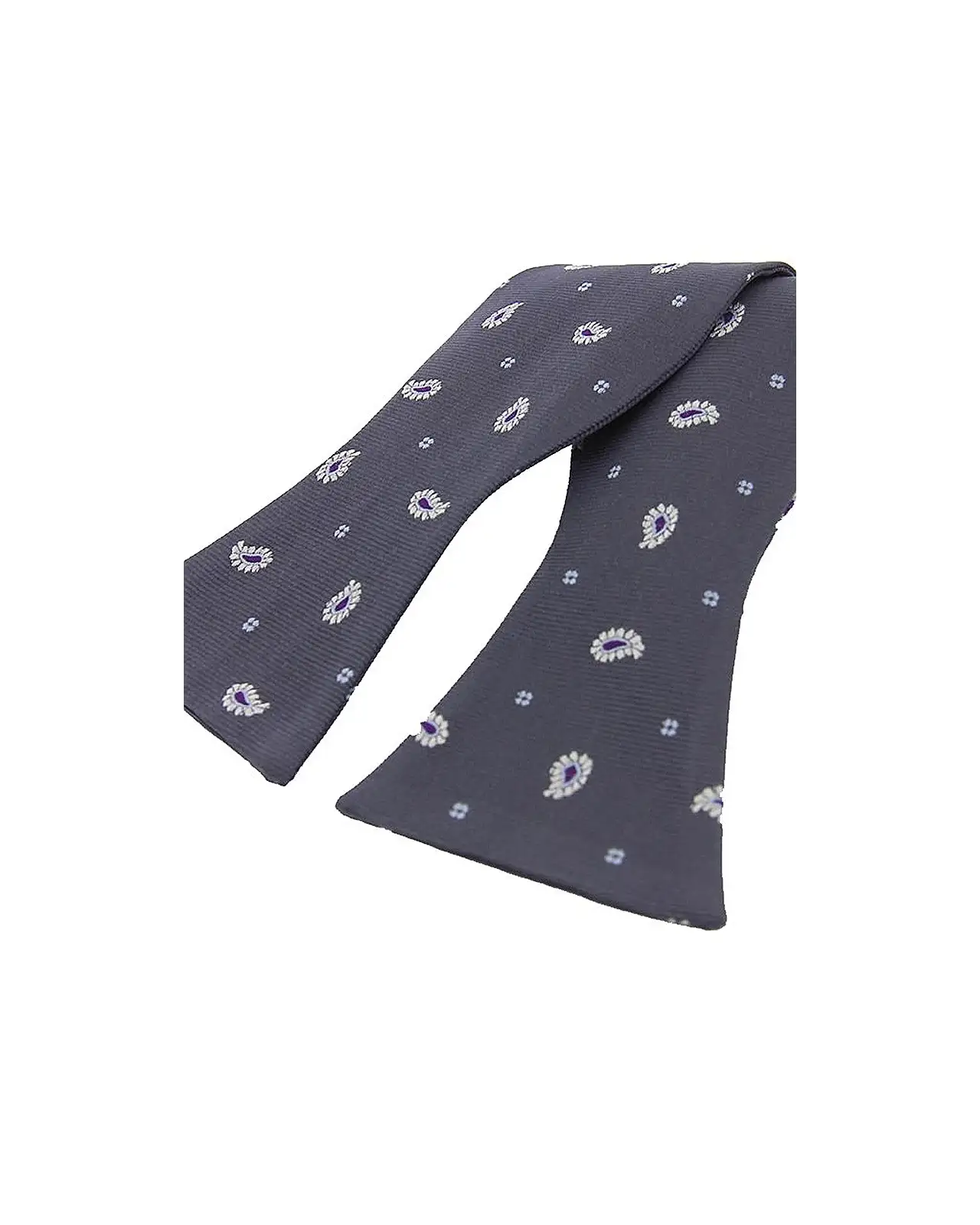 Self Tie Bow Ties Soprano Ties Soprano Charcoal Tear Drop Feather Paisley Silk Self Tied Bow £10.00