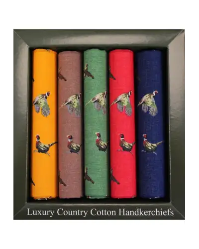 Cotton Hankies Soprano Ties Soprano 5 Colour Pheasant Patterned Cotton Hanky Set £23.00