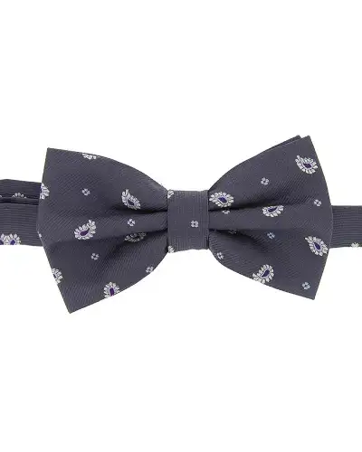 Pre-Tied Bow Ties Soprano Ties Soprano Charcoal Tear Drop Feather Paisley Woven Silk Bow Tie £21.00