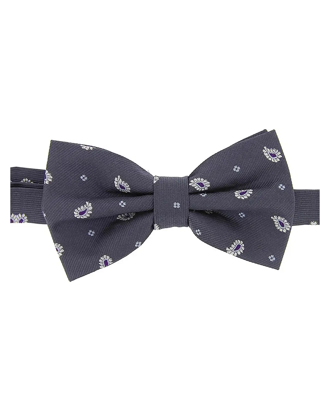 Pre-Tied Bow Ties Soprano Ties Soprano Charcoal Tear Drop Feather Paisley Woven Silk Bow Tie £21.00