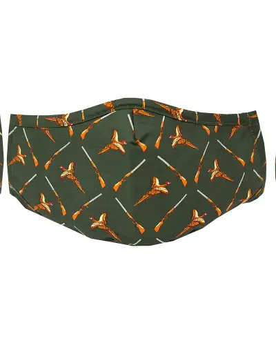 Face Masks Soprano Ties Green Pheasants and Washable and Reusable Cotton Face Mask £5.00