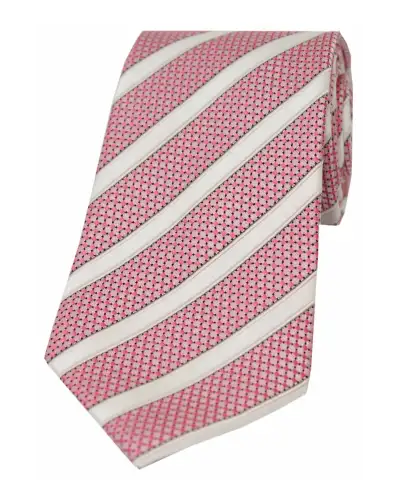 Polyester Ties Soprano Ties Mens Pink Tie With White Stripes - Soprano Slim Polyester Necktie £9.00