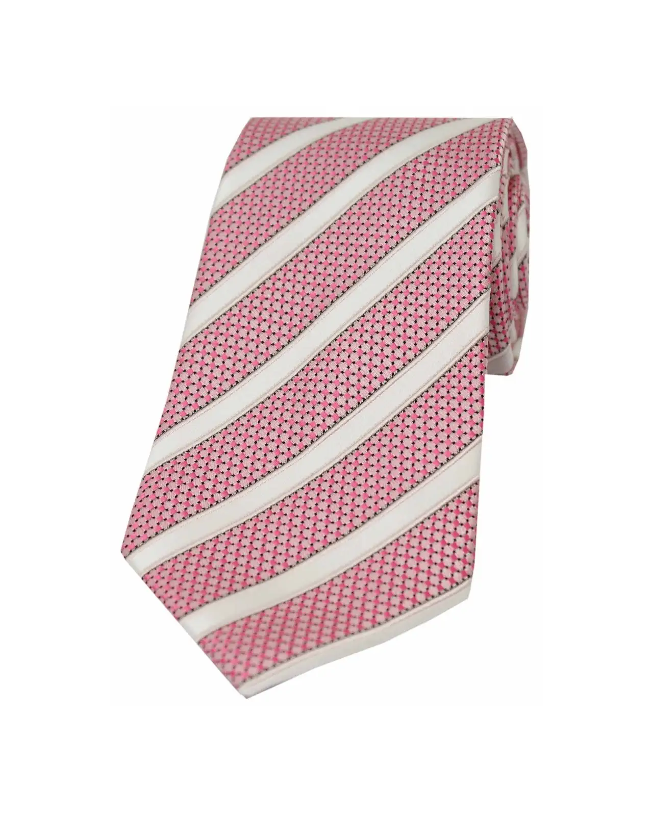 Polyester Ties Soprano Ties Mens Pink Tie With White Stripes - Soprano Slim Polyester Necktie £9.00