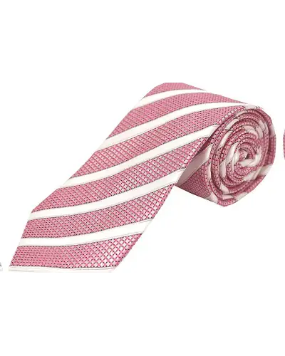 Polyester Ties Soprano Ties Mens Pink Tie With White Stripes - Soprano Slim Polyester Necktie £9.00