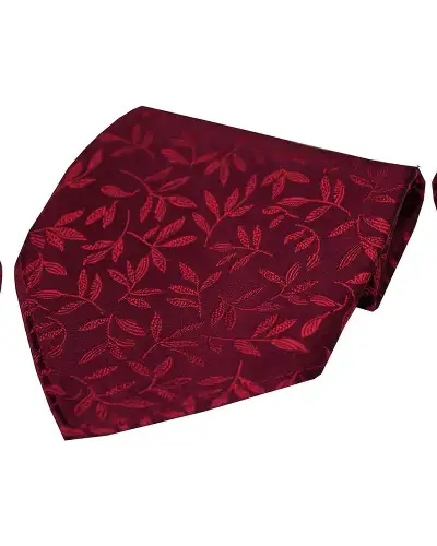 Soprano Wine Jaquard Leaf Patterned Silk Handkerchief | Soprano Ties ST HANKWSN0014 Silk Hankie