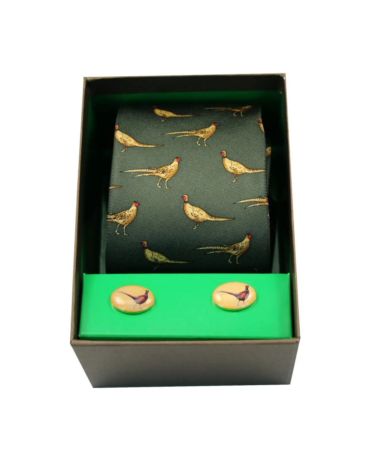 Cufflinks Soprano Ties Green Standing Pheasants Tie And Cufflink Set £40.00