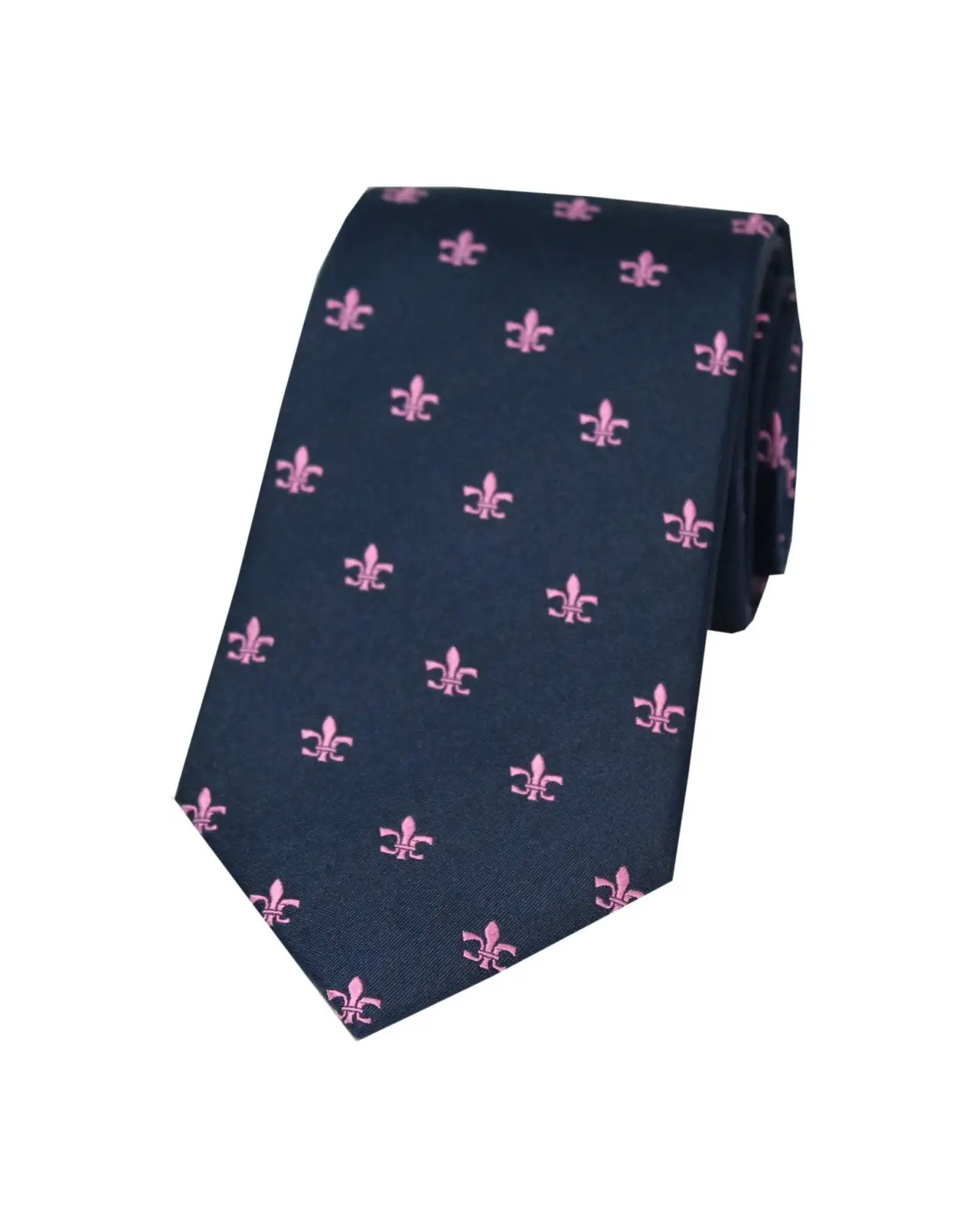 Silk Ties Soprano Ties Soprano Navy With Pink Fleur De Lis Silk Tie £24.00