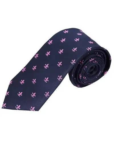 Silk Ties Soprano Ties Soprano Navy With Pink Fleur De Lis Silk Tie £24.00