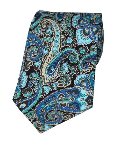 Posh & Dandy Ties Soprano Ties Posh And Dandy Blue And Green Paisley Silk Tie £24.00