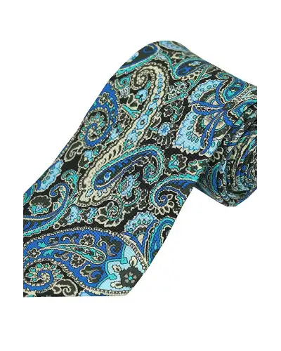 Posh & Dandy Ties Soprano Ties Posh And Dandy Blue And Green Paisley Silk Tie £24.00