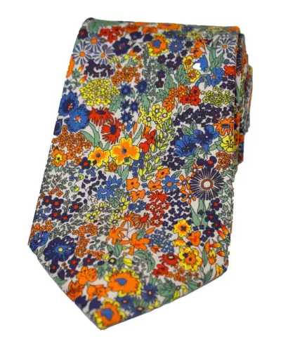 Posh & Dandy Ties Soprano Ties Posh And Dandy Busy Floral Multi Coloured Silk Tie £31.00