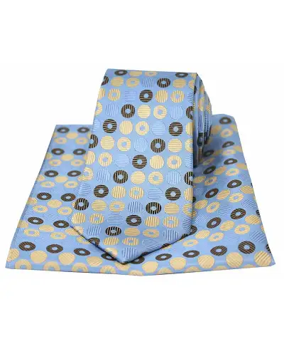 Posh & Dandy Ties Soprano Ties Posh And Dandy Light Blue With Multi Coloured Circles Silk Tie And Pocket Square £23.00