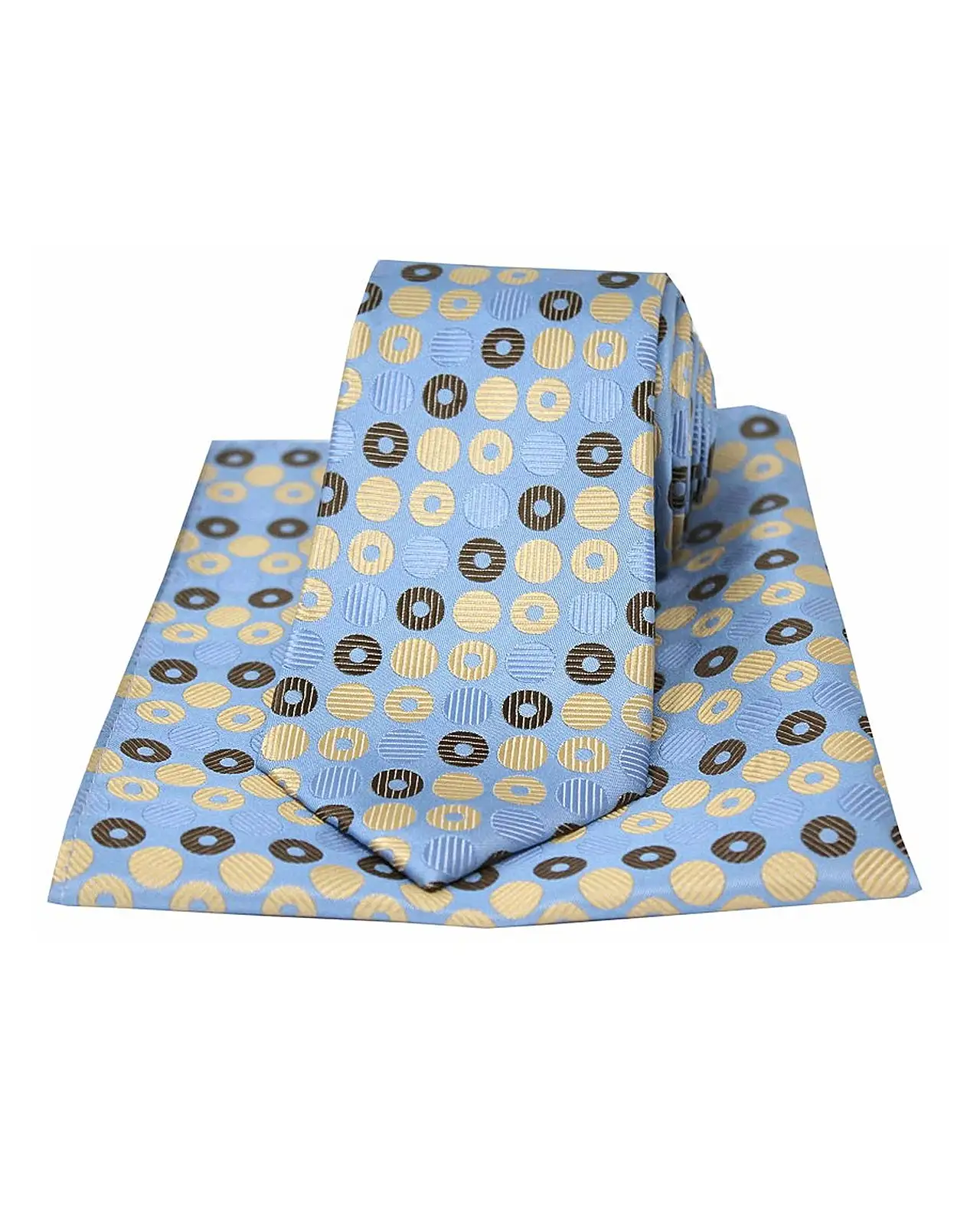 Posh & Dandy Ties Soprano Ties Posh And Dandy Light Blue With Multi Coloured Circles Silk Tie And Pocket Square £23.00