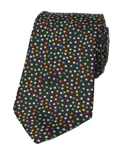 Posh & Dandy Ties Soprano Ties Posh And Dandy Black Ground Multi Pin Dots Silk Tie £25.00