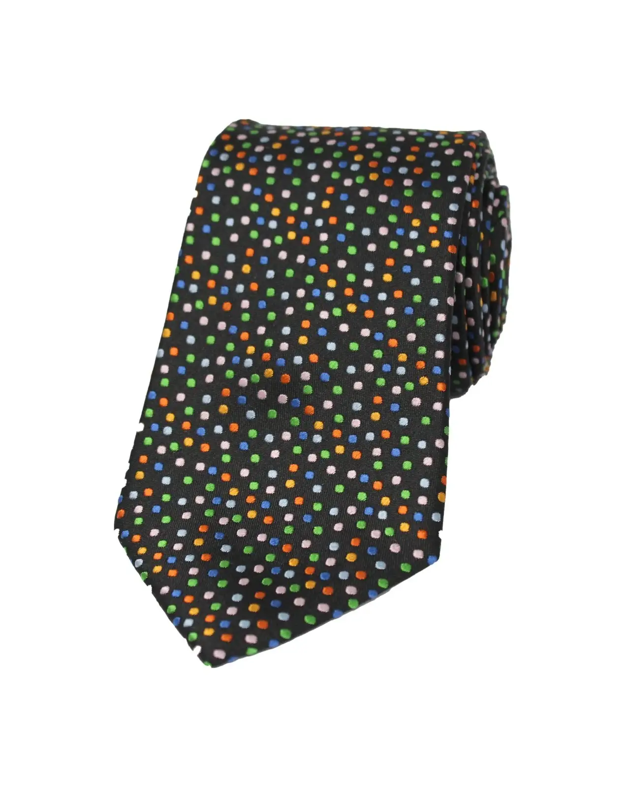 Posh & Dandy Ties Soprano Ties Posh And Dandy Black Ground Multi Pin Dots Silk Tie £25.00