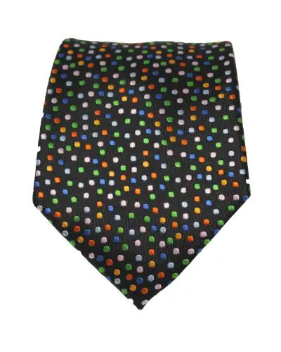 Posh & Dandy Ties Soprano Ties Posh And Dandy Black Ground Multi Pin Dots Silk Tie £25.00