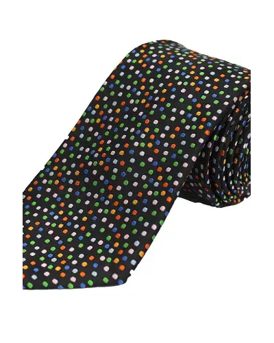 Posh & Dandy Ties Soprano Ties Posh And Dandy Black Ground Multi Pin Dots Silk Tie £25.00