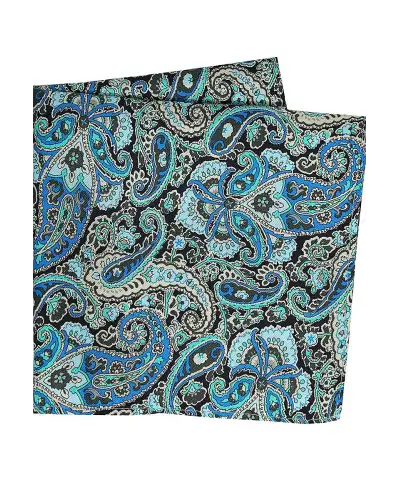 Pocket Square Soprano Ties Posh And Dandy Blue And Green Paisley Silk Pocket Square £15.00