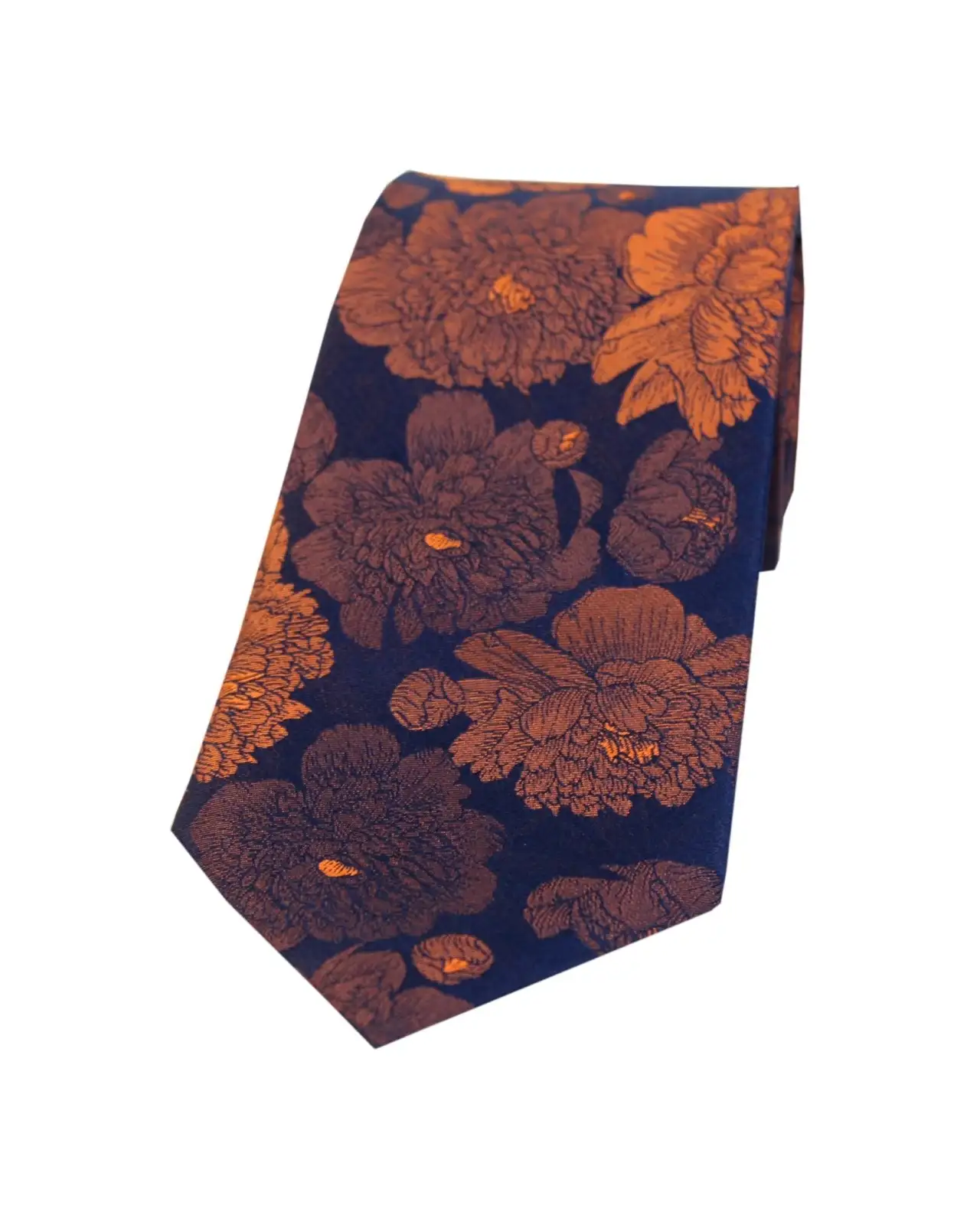 Silk Ties Soprano Ties Soprano Brown And Burnt Orange Large Flowers Silk Tie £23.00