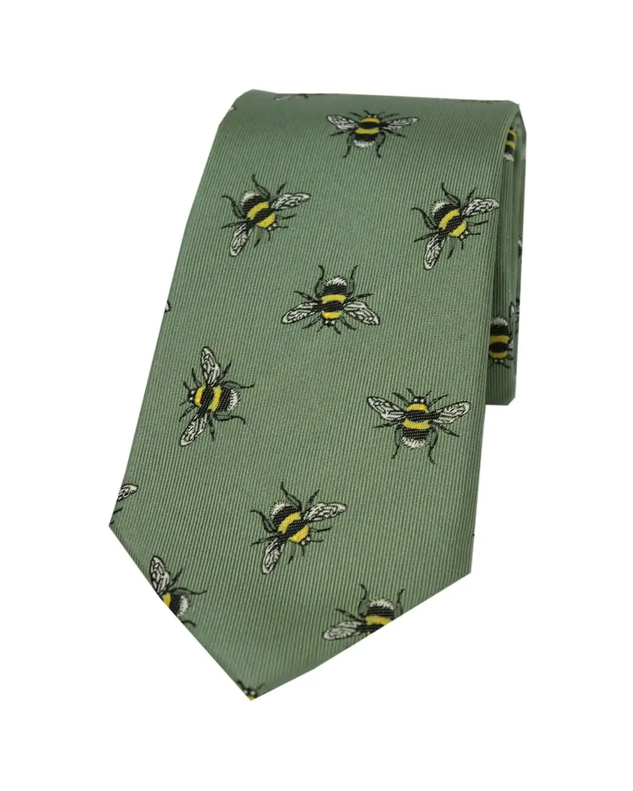 Silk Ties Soprano Ties Sage Green Bumble Bee Luxury Silk Tie £24.00