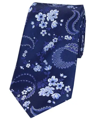 Silk Ties Soprano Ties Soprano Navy With Floral Pattern Mens Silk Tie £24.00