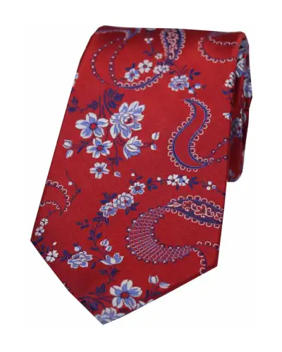 Silk Ties Soprano Ties Soprano Red With Floral Pattern Mens Silk Tie £24.00