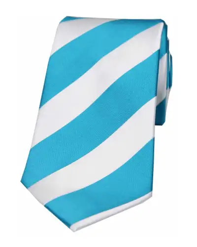 Polyester Ties Soprano Ties Soprano Turquoise And White Bold Stripe Polyester Tie £9.00